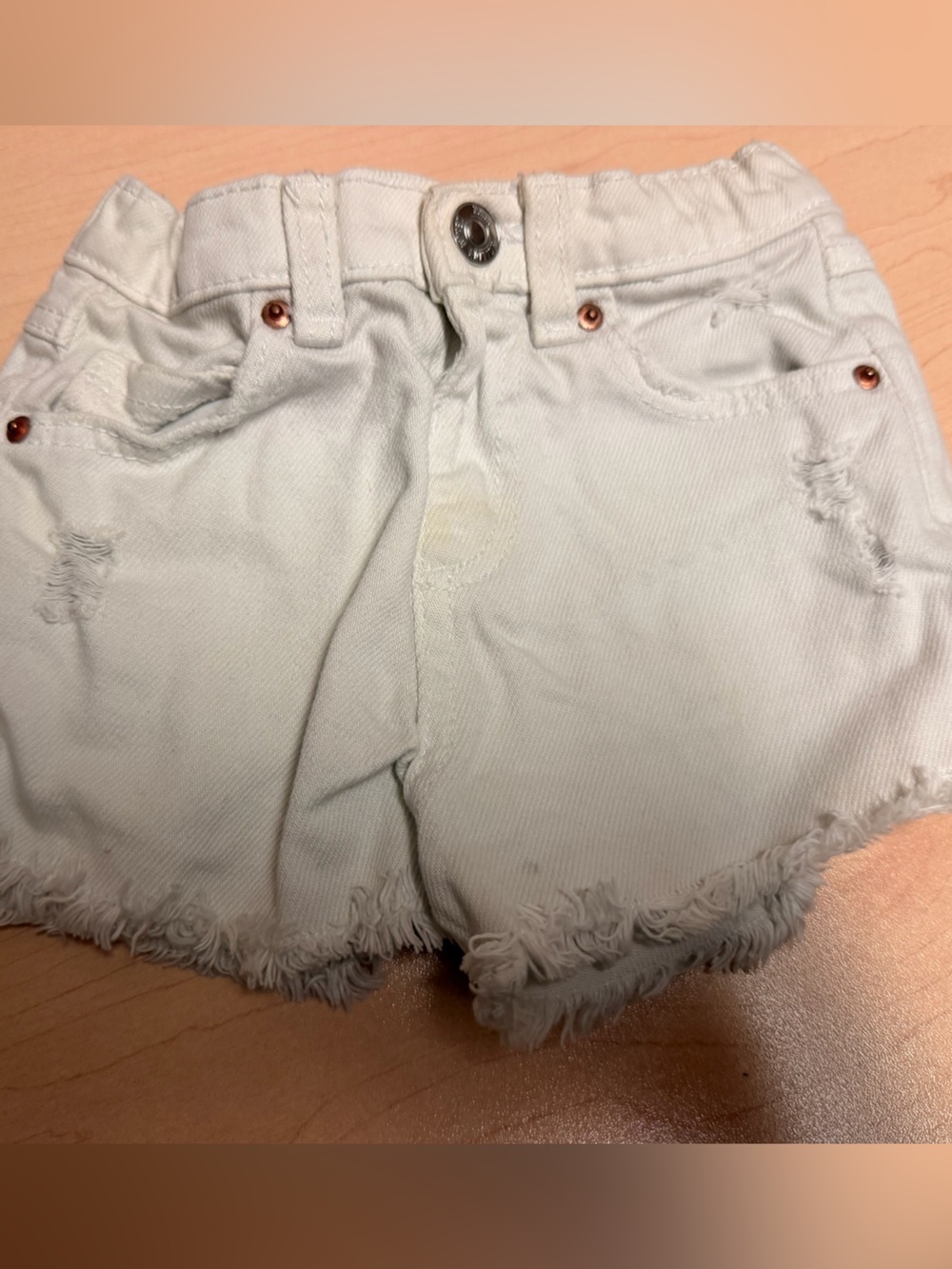Zara Kids White Frayed Hem Distressed Denim Shorts